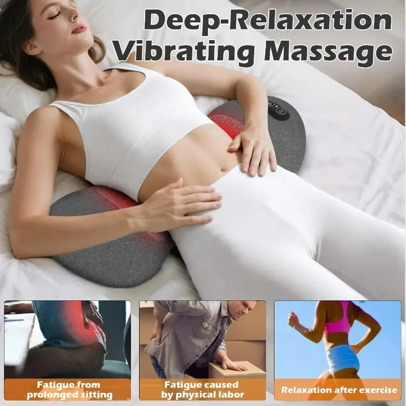 3 in 1 Lower Back Massager for Pain Relief Deep Tissue,Smooth Spine Triple Fusion Back Massage Support Pillow for Bed,Chair