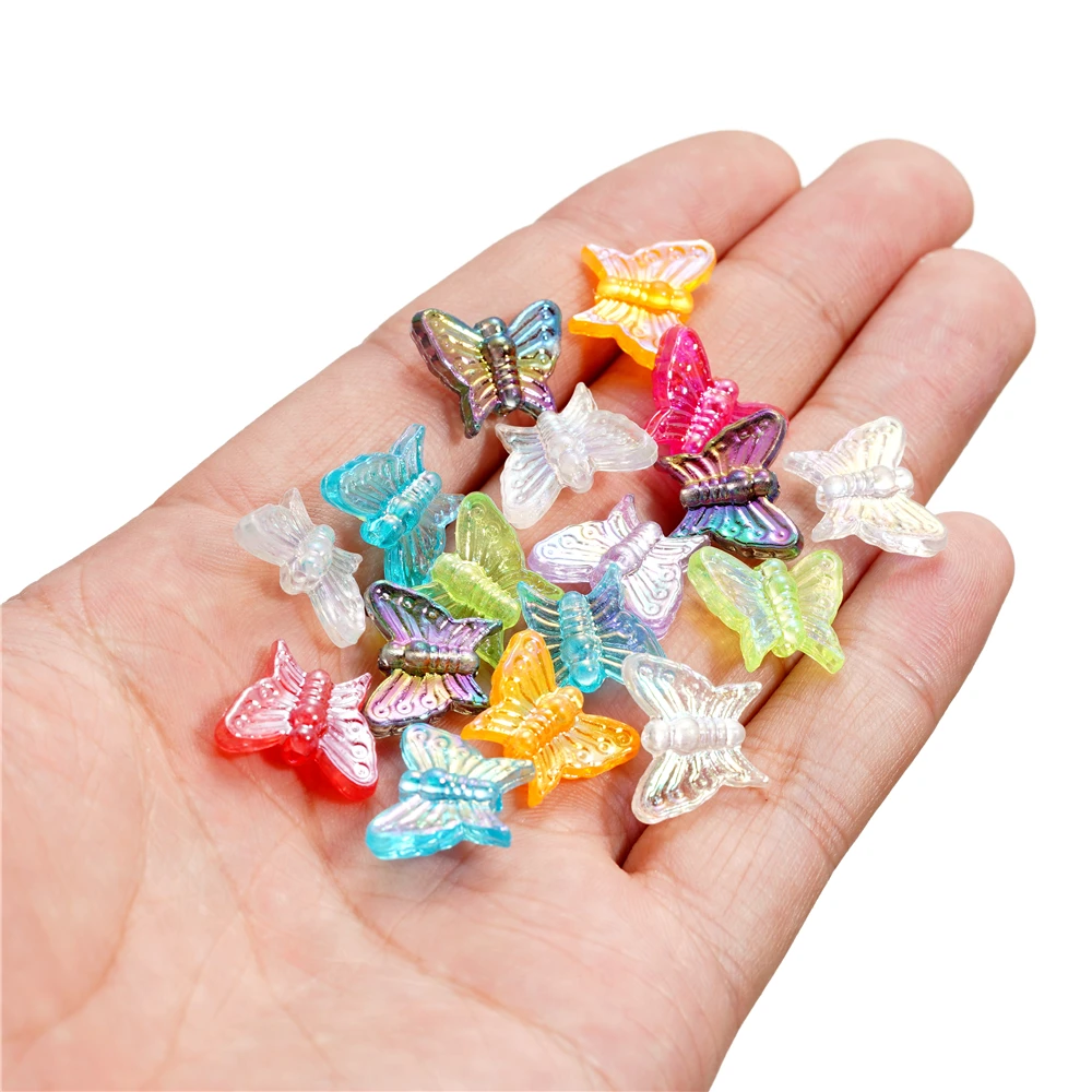 20/50pcs Colorful Butterfly Acrylic Mixed Beads ABS Lmitation Charm Loose Beads Counter Jewelry Findings Making wholesale