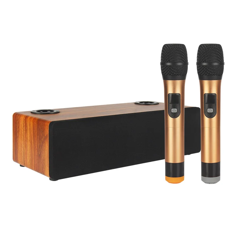 HIFI High TV/PC Subwoofer Wooden Karaoke System KTV Audio Microphone All-in-one Machine Power Bluetooth Speakers Home Theater