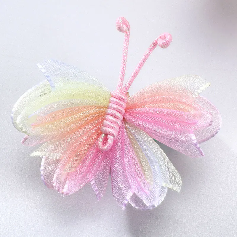 2Pcs Sweet Butterfly Hair Clip For Baby Girls Pink Glitter Hairpins Barrettes Kids Hair Ornament Rainbow Headwear Children Clips