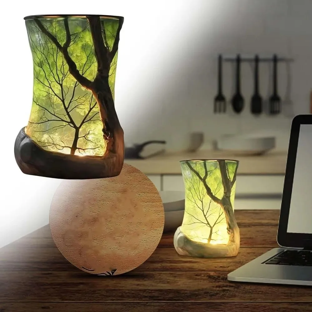 

Resin Forest Nature-Inspired Lamp Forests Nature-Inspired Battery-operated Nature Ambient Lamp Leaf Cylinder Shaped