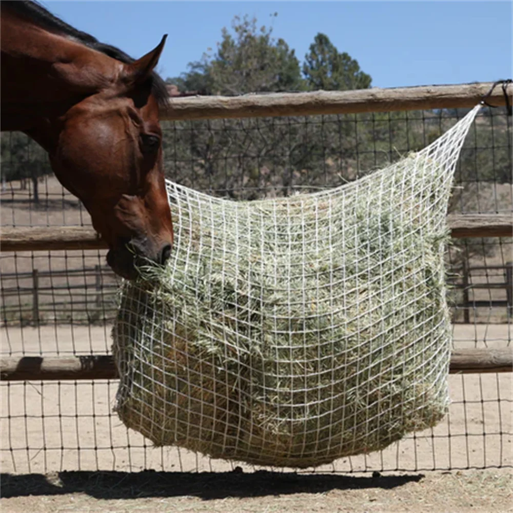 2025 120 X 90cm Knotless Horse Hay Net Horse Slow Feed Hanging Hay Net Bag Horse Goat Trailer Feeding Bag