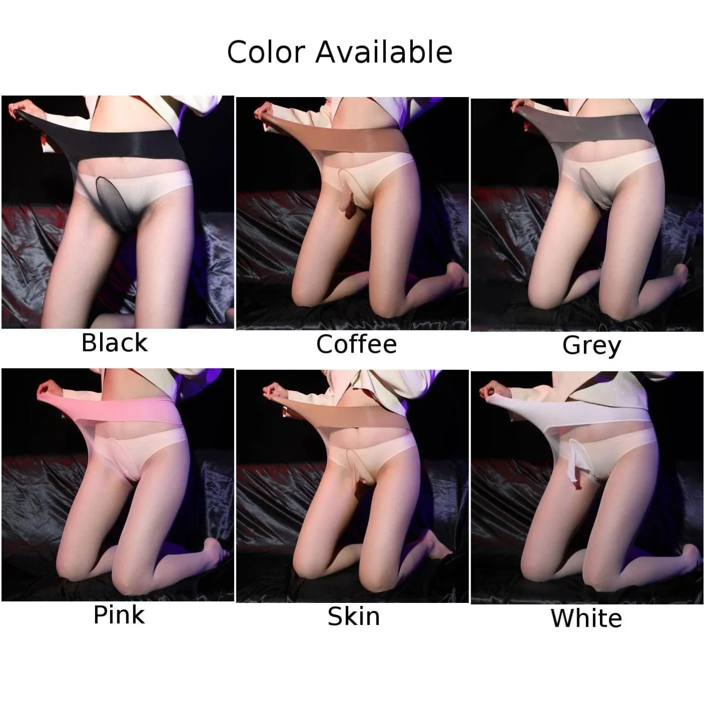 Sexy Men Sissy Pantyhose See-Through Ultra-thin Stockings Large Size Tights Underwear Solid Elasticity Gay Man Erotic Underwear