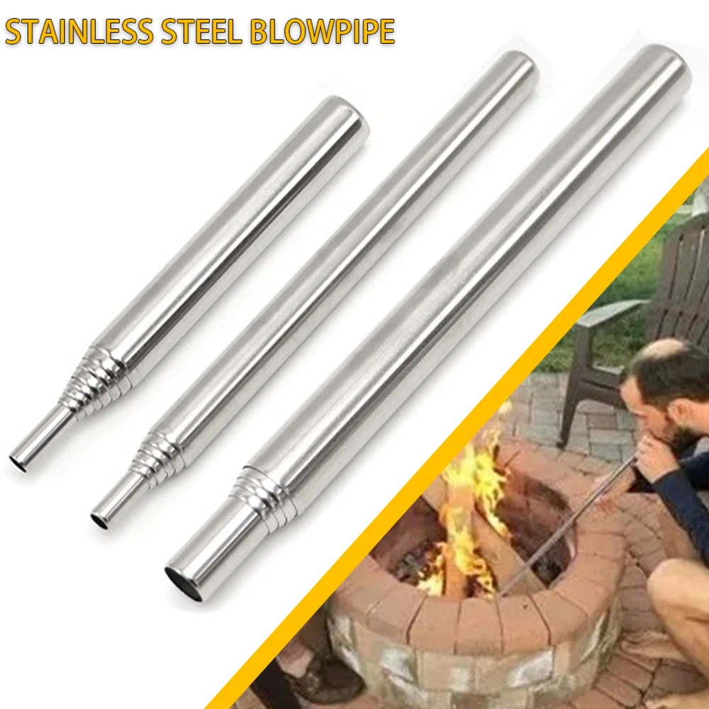 Pocket Camping Fire Pipe Retractable Blow Rod Outdoor Picnic Stainless Steel Blowpipe Camping Cooking Blowing Fire Stick