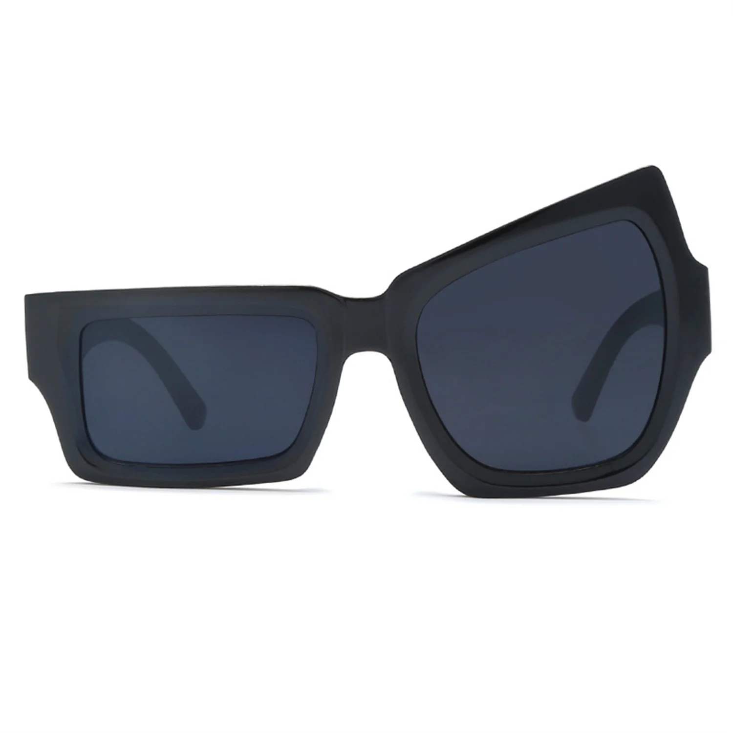 Mode Unregelmäßige Quadratische Sonnenbrille Lustige Party Asymmetrische Sonnenbrille Männer Marke Designer Persönlichkeit Schwarz Sonnenbrille – Detail 2