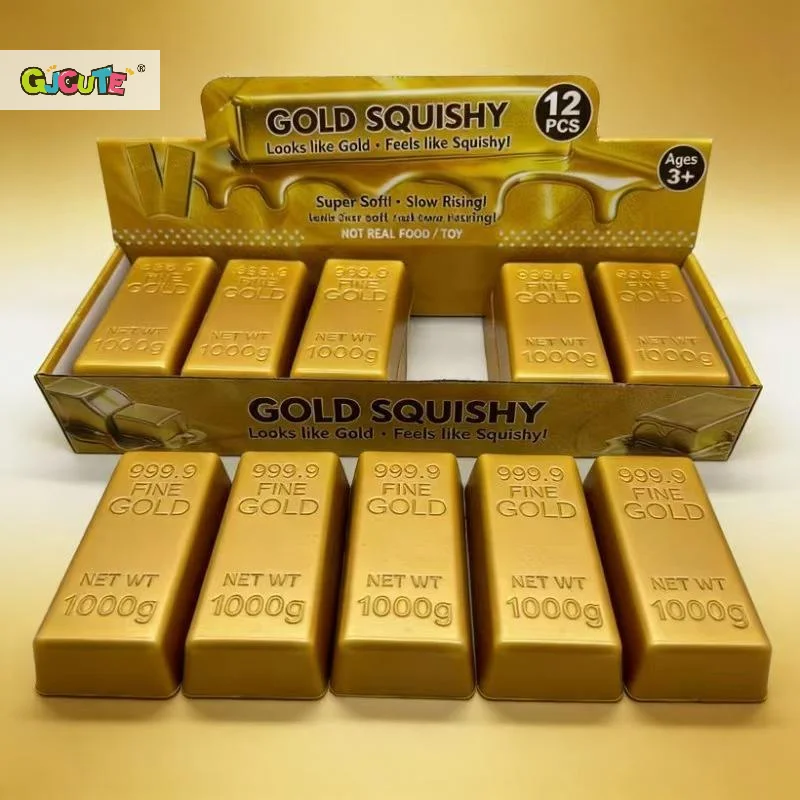 Simulate Gold Brick Squeezable Slow Rising Stress Relief Toy Realistic Gold Bar Squeeze Anti-Anxiety Fidget Toy Party Favors
