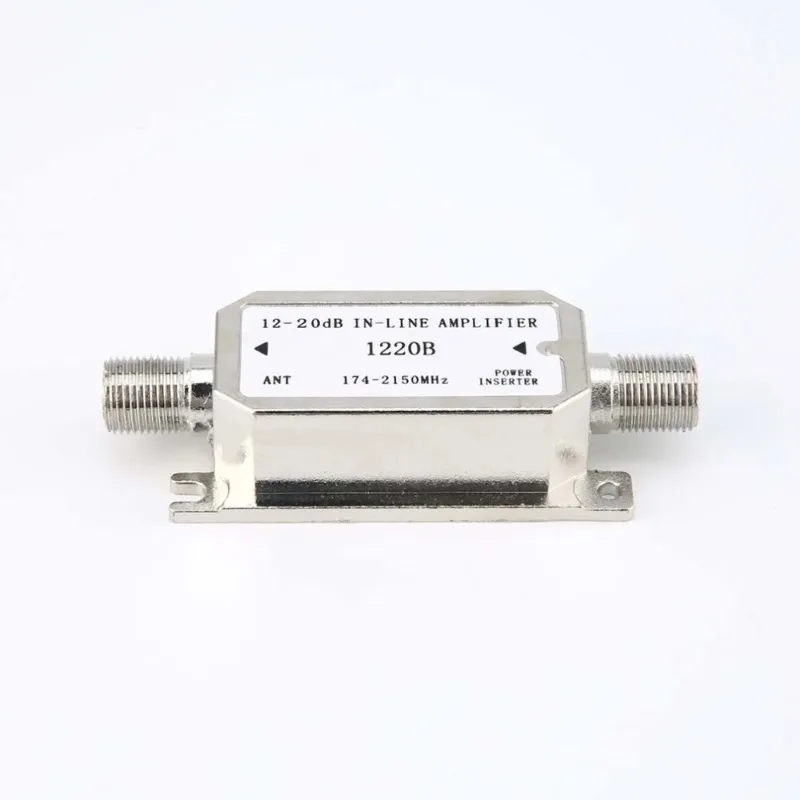 12-20db Satellite Amplifier 174-2150MHZ Signal Booster for Antenna Cable Run Channel Strength