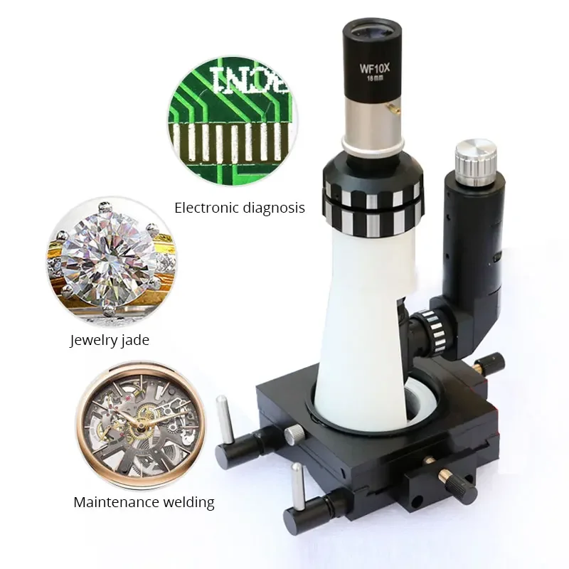 Portable Zoom Metallographic Microscope 100X-400X Handheld LED Illuminated Microscopio Include Aluminum Box Magnetic Base