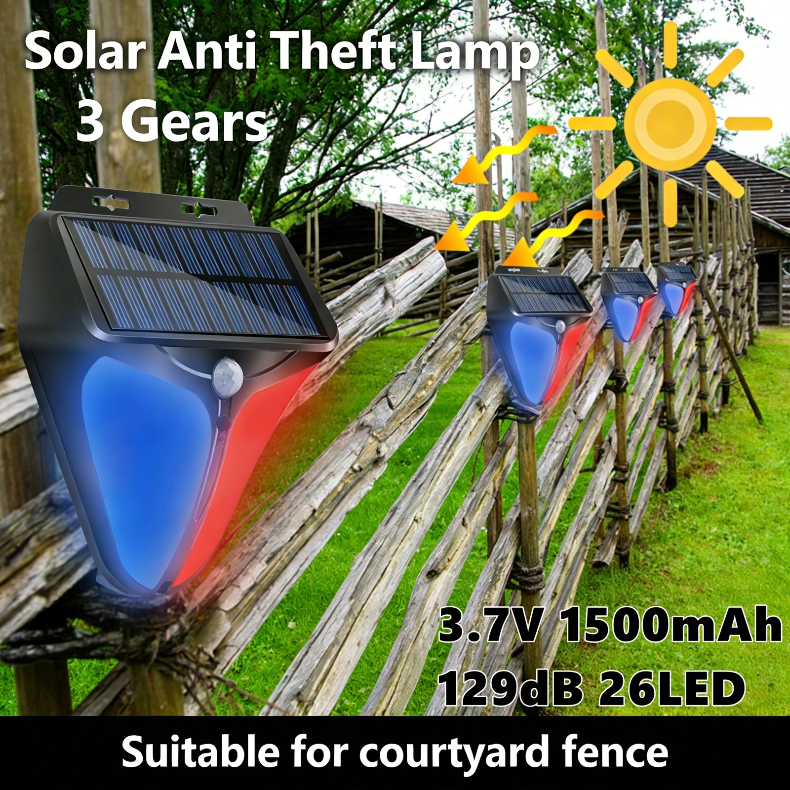 

Солнечная сигнальная лампа-противовзломник, система безопасности, индикатор предупреждения, светодиодный стробоскоп, датчик движения, световой индикатор безопасности