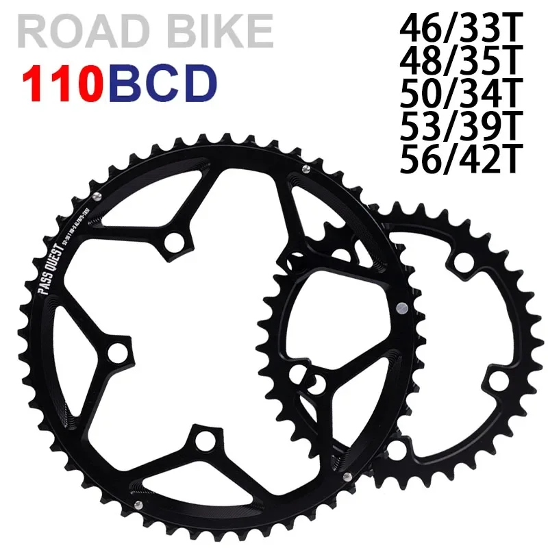 PASS QUEST 110 bcd chainring 5 bolt road bike Narrow wide with bolts Chain ring for Shimano SRAM 11 12 Speed Road Bike tray