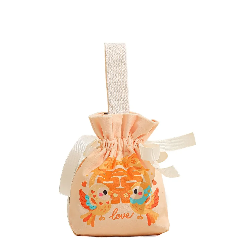 

Sweet Canvas Wedding Candy Bag Bowknot Tassels Chinese Style Handbag Flower Handbag Small Wrist Bag Birthday