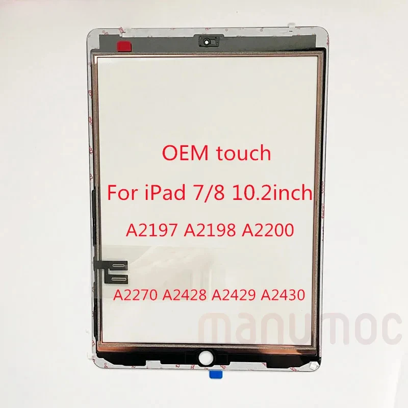 OEM New AAA Glass Touch Screen Digitizer Frame Sticker For iPad 7 8 10.2  A2197 A2198 A2200 A2270 A2428 A2429 A2430