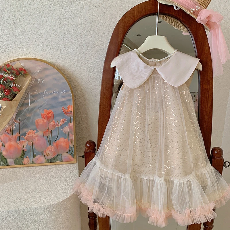 Vestido de princesa con lazo para niña, ropa bonita y suave de edición coreana, novedad de verano, 2024