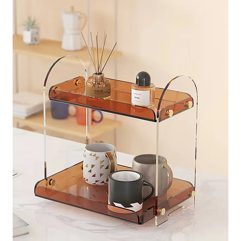 Bathroom Vanity Desktop Shelving Storage Washtable Cosmetics Shelf Acrylic Double-Layer Organizer Holder Shelve Accessories