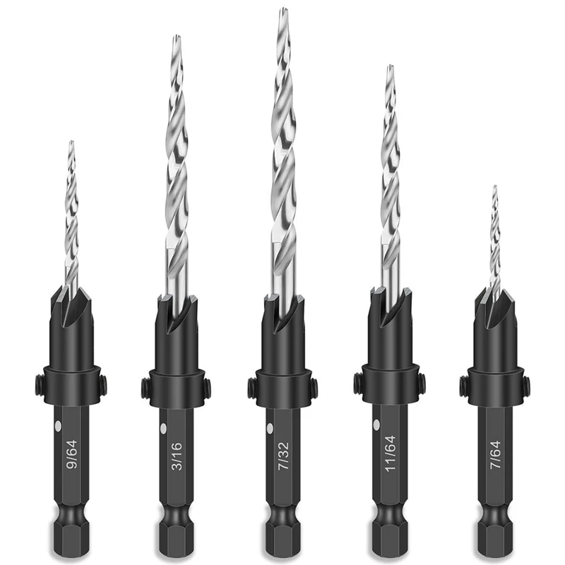 Drill Bits 11 Pieces 4, 6, 8, 10, 12 Sets Of 1/4-Inch Tapered High-Speed Steel Drill Bits, Hexagonal Wrench