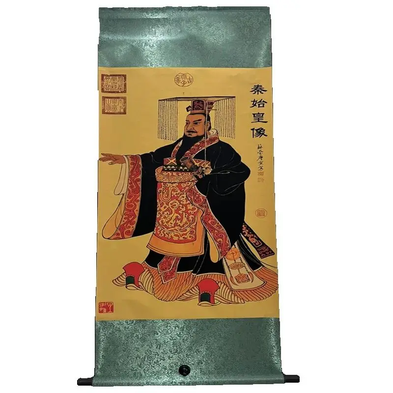 

China Old Scroll Wall hanging Rice Paper Color painting The statue of Emperor Qin Shi Huang by Tang Yin
