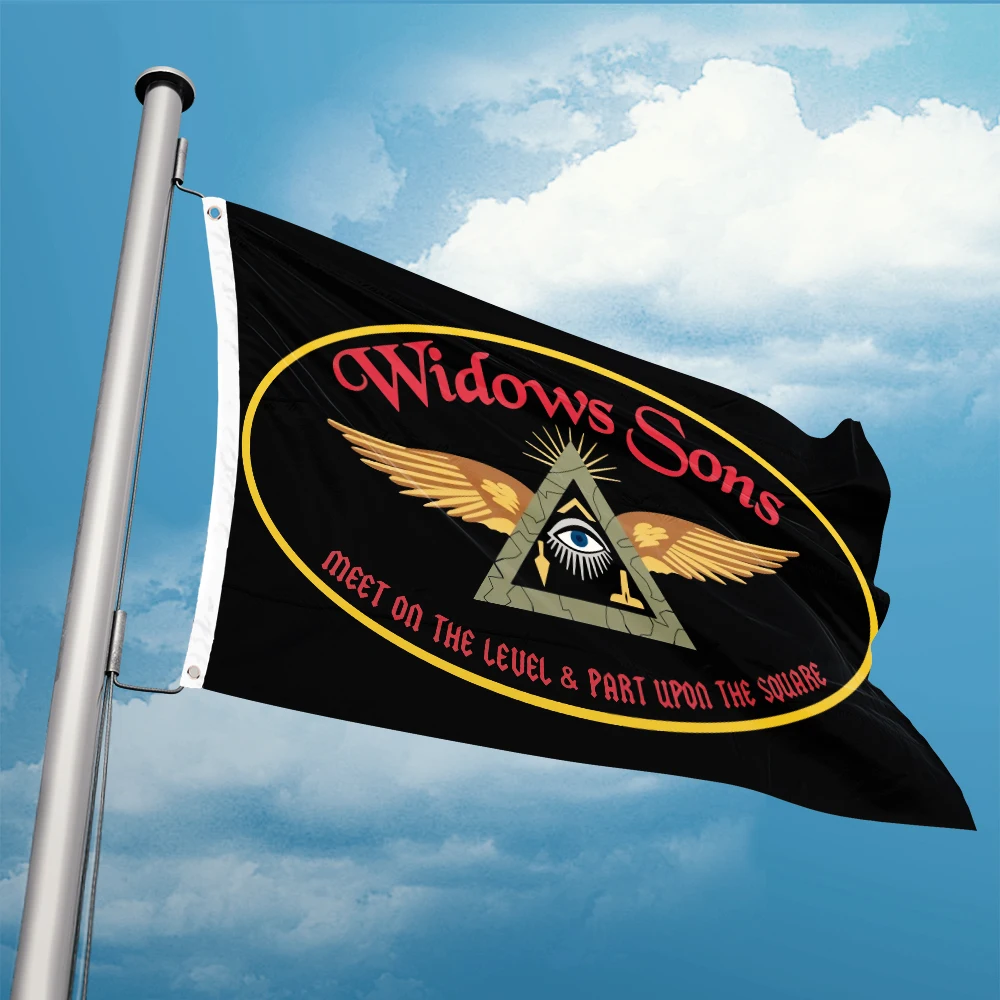 Masonic Flag Widows Sons 3X5FT 90X150CM Banner Brass Metal Holes Customizable Add Any Word, Any Size, Free Design