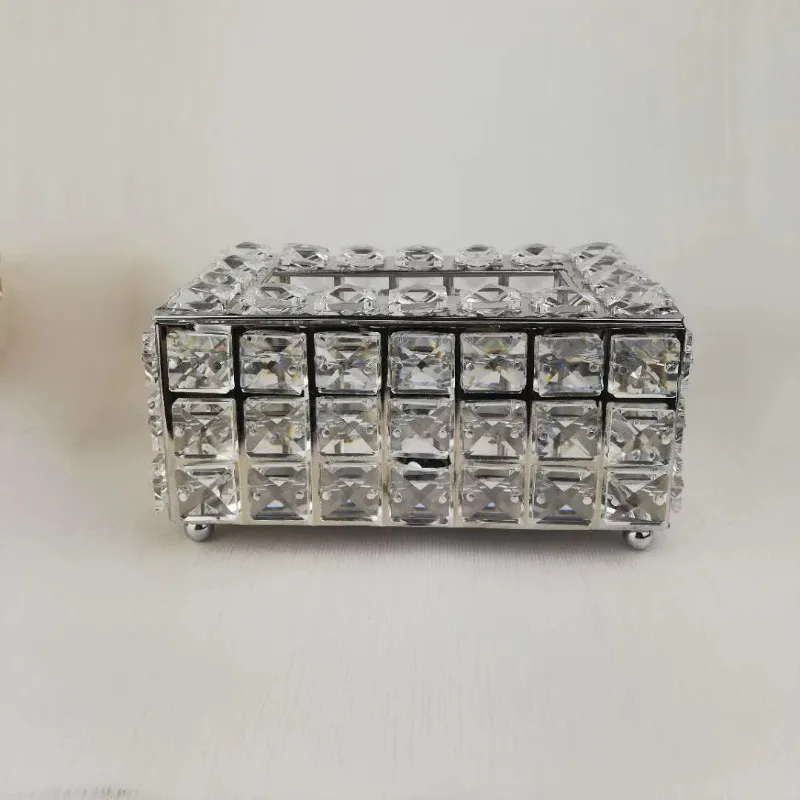 European Square Crystal Tissue Box Elegant Home Decor for Living Room Square Tissue Holder Supplier Tissue Boxes