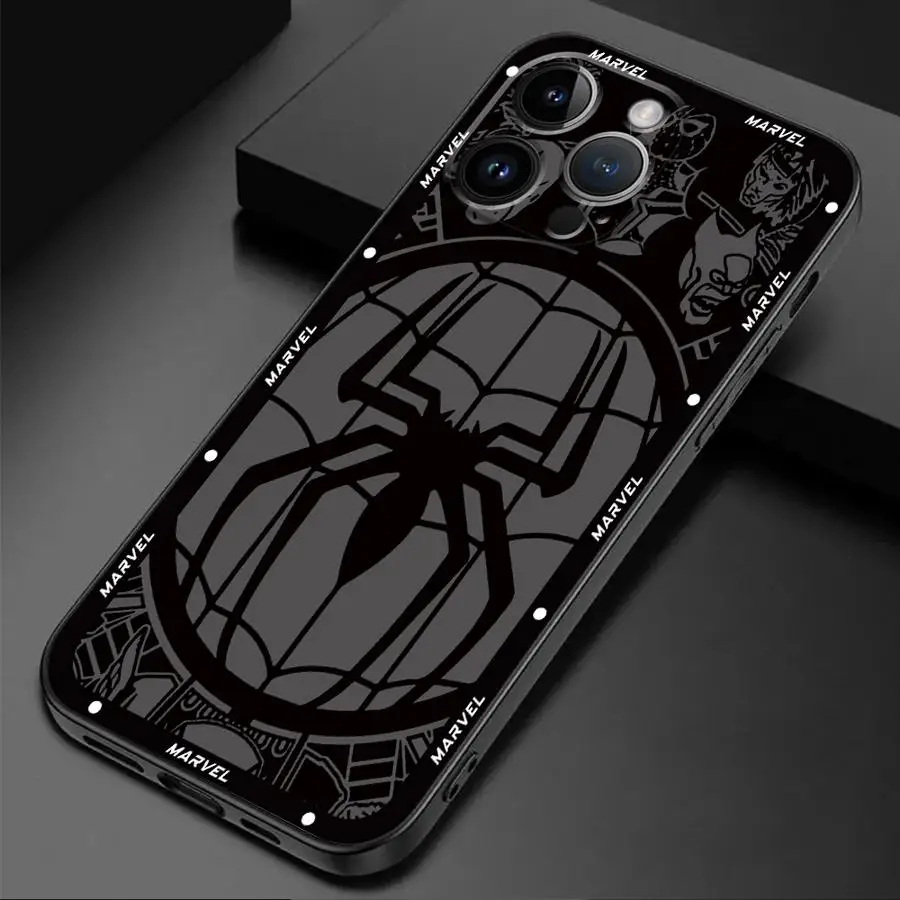 Marvel Iron Man Sqiderman Phone Case for Google Pixel 9 Pro XL 8a 7 Pro 6a 7a 8 Pro 6 Pro Black Soft Funda Cover