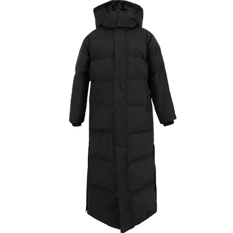 Imagem -06 - Inverno para Baixo Cabolsas de Algodão para Mulheres Roupas Botão Lateral Longo Parkas com Capuz Cabolsas de Inverno Quente Feminino Preto Sobretudos Fp435 2023