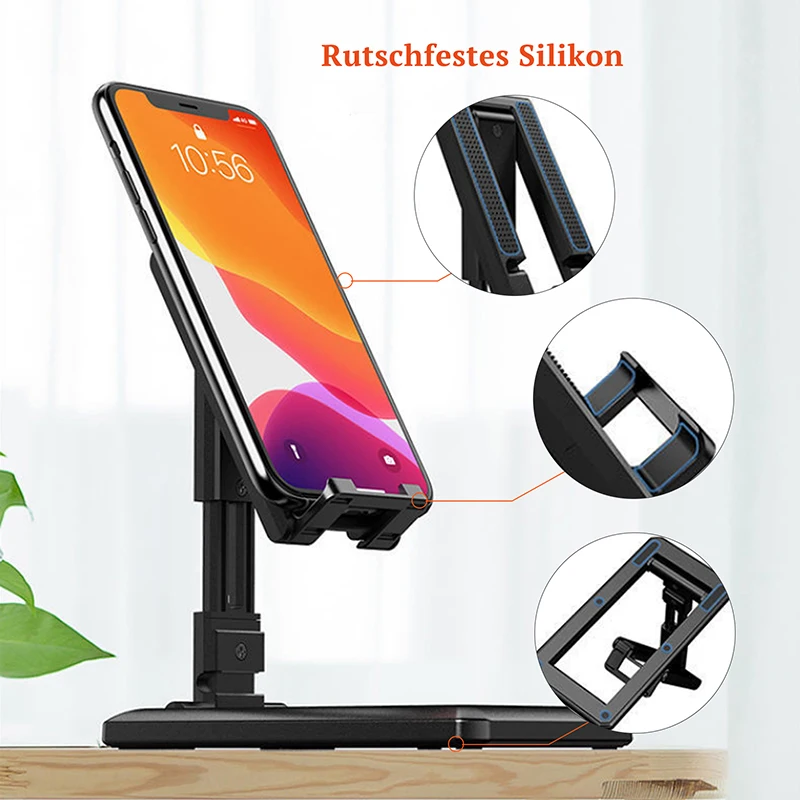 Faltbarer Tablet-Handy-Desktop-Telefonständer für iPad, iPhone, Samsung, Schreibtischhalter, verstellbare Schreibtischhalterung, Smartphone-Ständer – Detail 5