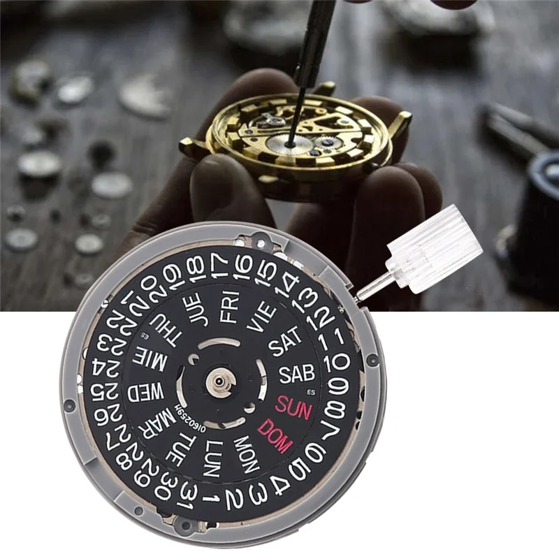 

1 PCS NH36/NH36A Double Calendar Black Watch Movement 3 O'clock Position Automatic Mechanical Watch Movement Parts Accessories