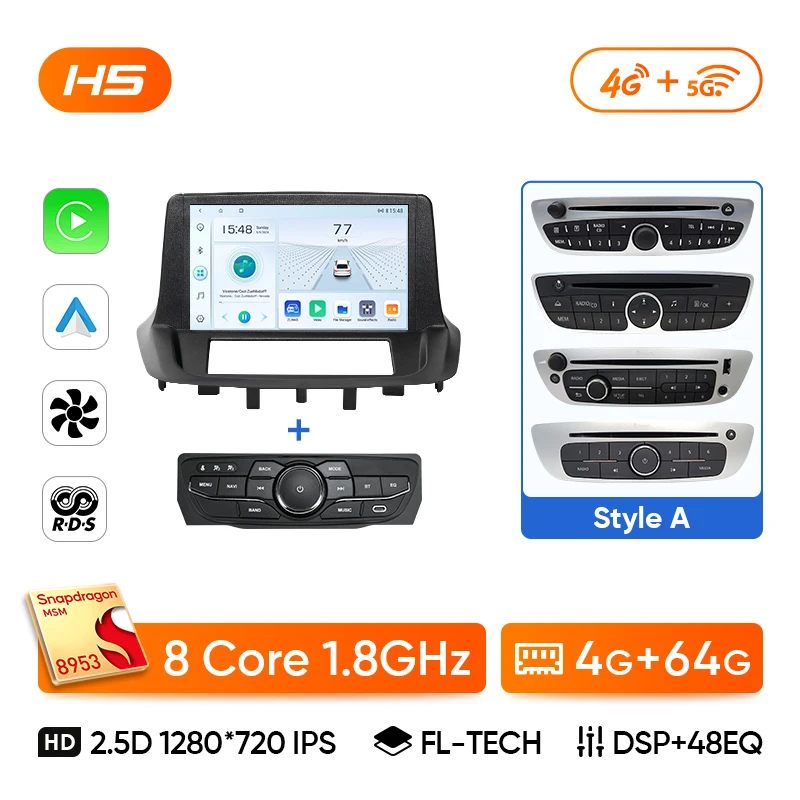 Ainavi autoradio multimediasysteem voor Renault Megane 3 RS Fluence Samsung SM3 2008 2010 2014 Android Auto draadloze Carplay DSP 4G