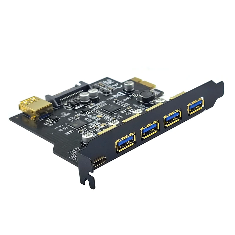 PCIE USB 확장 카드, PCI Express X1 to USB C 타입, 4 포트 외장 USB 3.0, 1 포트 내장 USB 3.0 보드, PCI-E USB 3.2 라이저