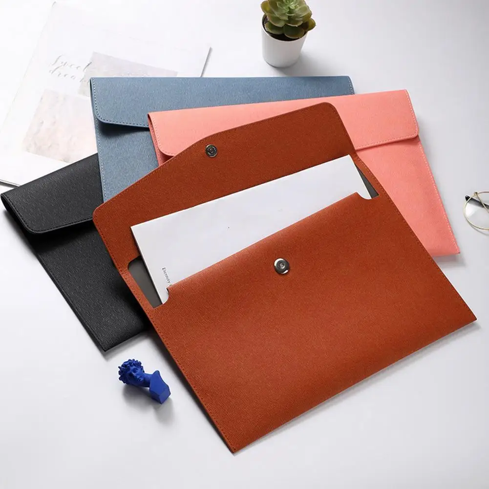 Waterproof Leather A4 Business Briefcase File Folder Document Paper Organizer Storage Bag School Office Stationery