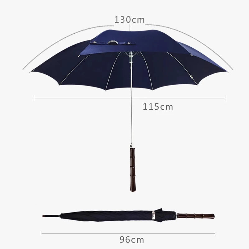 Vintage Long Handle Umbrella Men Luxury Business Sunny Rainy Umbrellas Outdoor UV Protection Windproof Strong Large Parasol Gift