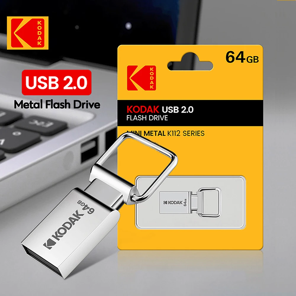 Kodak K112 USB 2.0 Flash Drive Mini Metal Pen 64GB 32GB Pendrive Waterproof USB2.0 Key Memory Stick for PC / Mac / Car