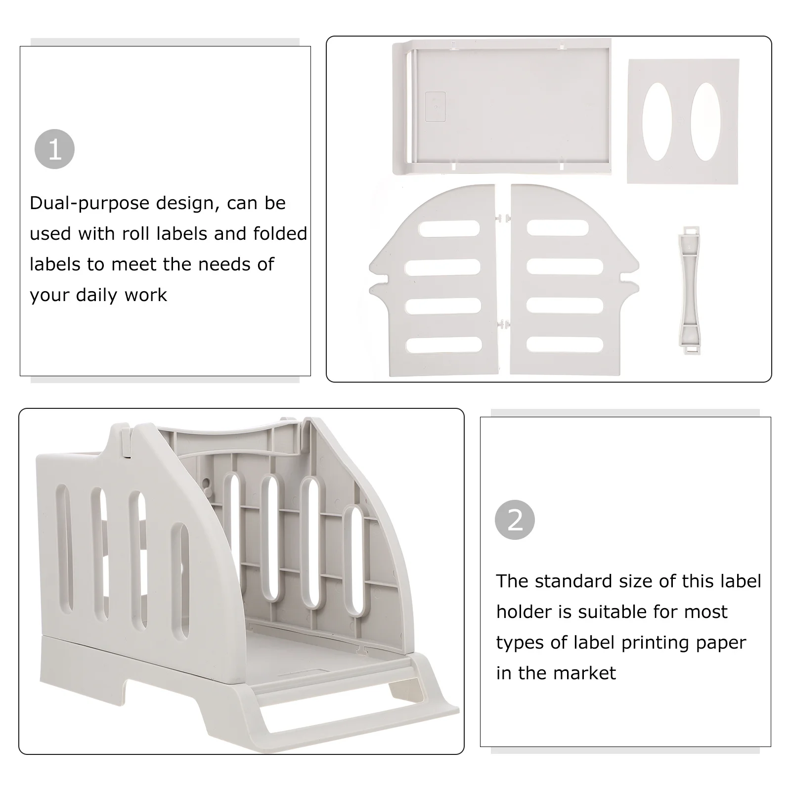 Holder Dual Use Sticker Roll Dispenser For Roll Fan-Fold Labels Compatible With Most Desktop Printers Plastic Label Paper Holder