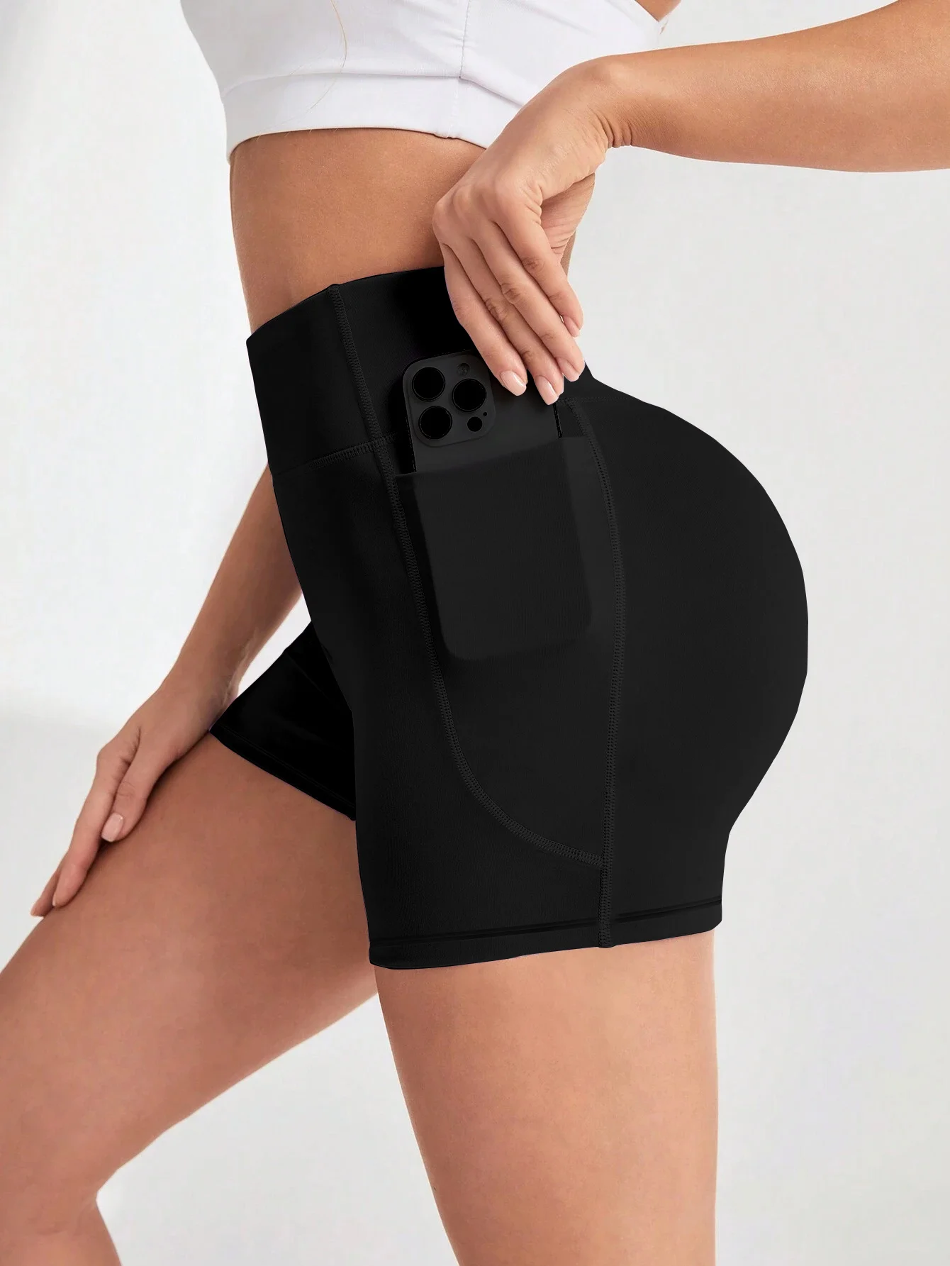 Womens Crossover Biker Shorts High Waist Booty Yoga Workout Athletic Running Spandex Shorts Scrunch Butt Leggings Female Clothes