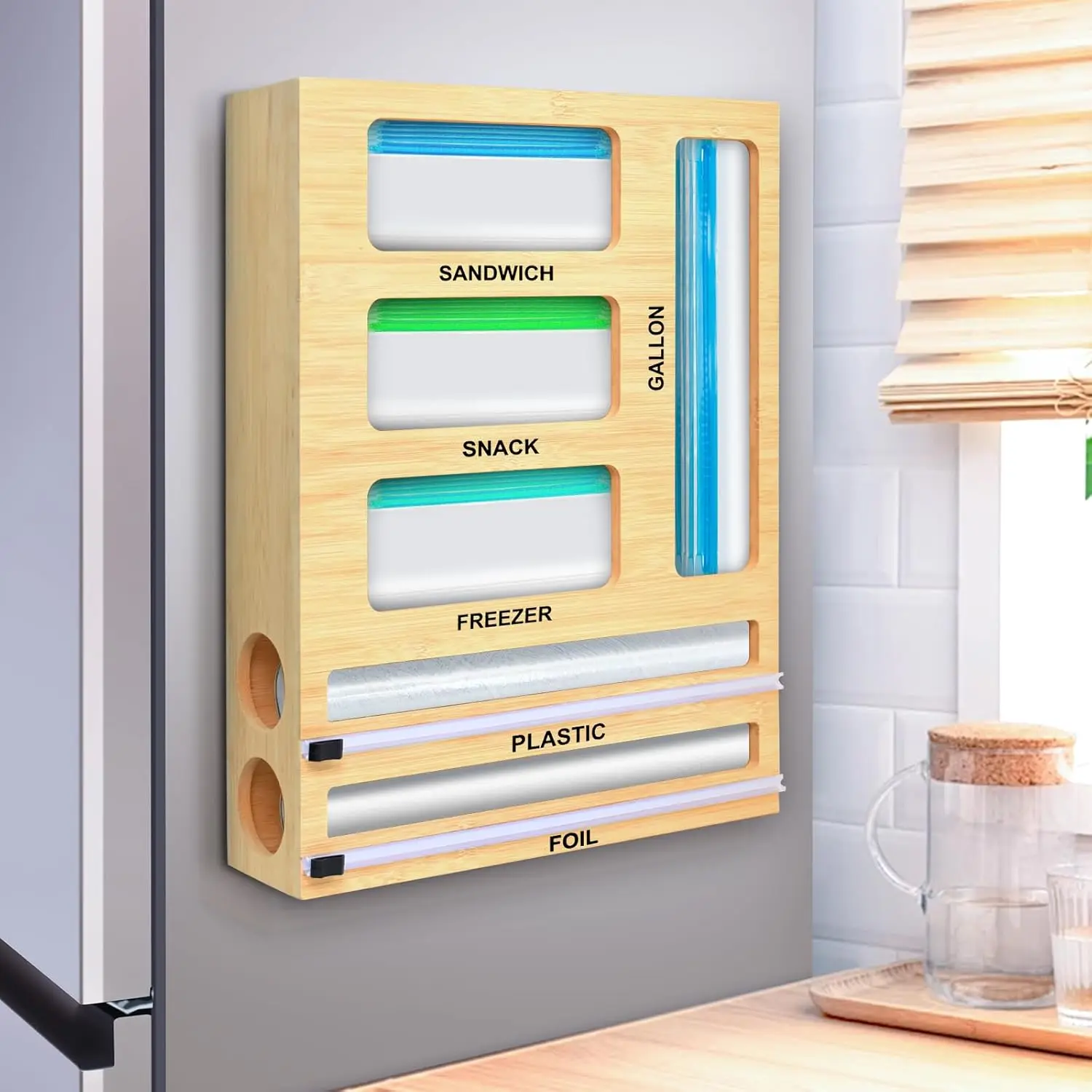 

Magnetic Food Bag Storage Organizer for Drawer or Refrigerator, Compatible with Gallon,Quart, Sandwich, Snack & Variety Size Bag