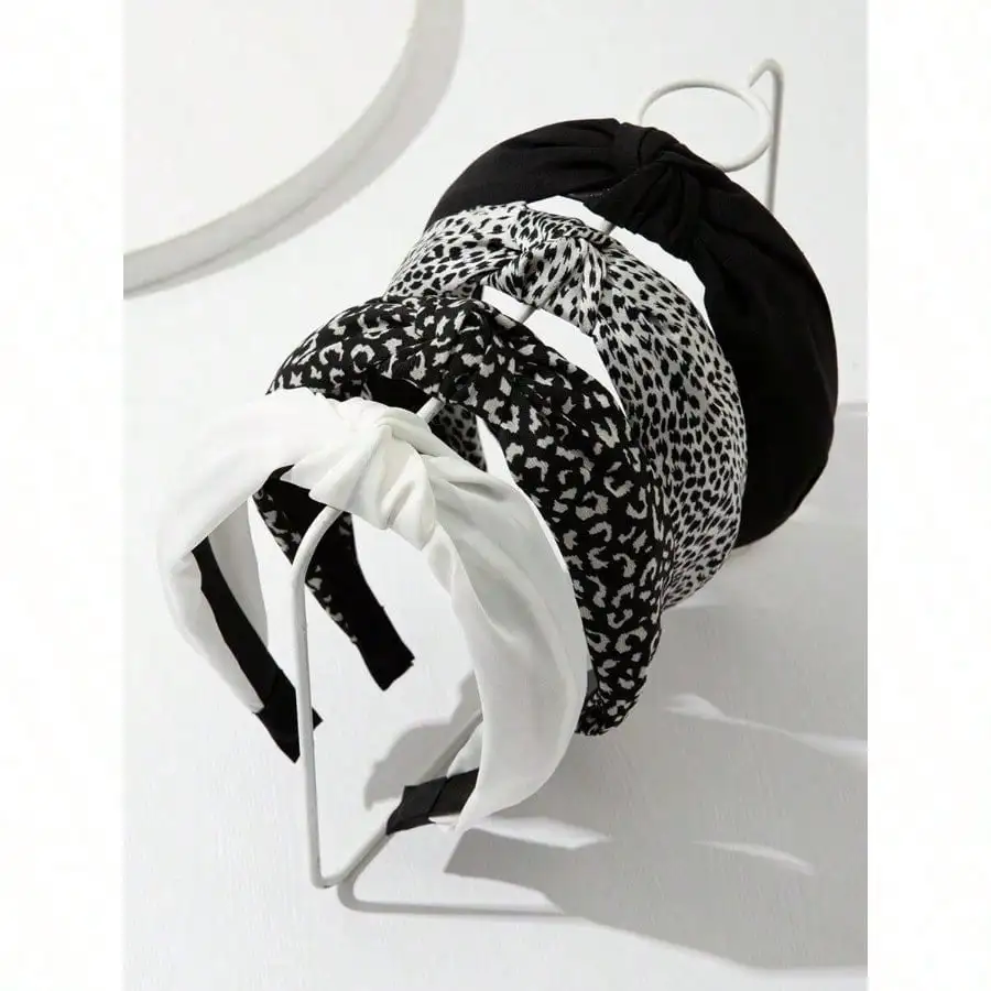 

4pcs Women's Fabric Black & White Polka Dot Hairbands, Multiple Styles For Versatile Look, Accessories,Hairband,Hair Hoop Headbands Head Accessories Beauty Home Hair Accessories