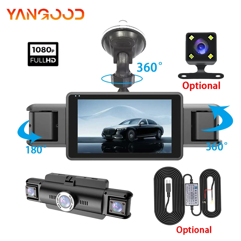 

Yangood Dashcam Car Camera 360 ° 1080P Driving Recorder With DVR Left Front Right Optional Rear View Car Accessories