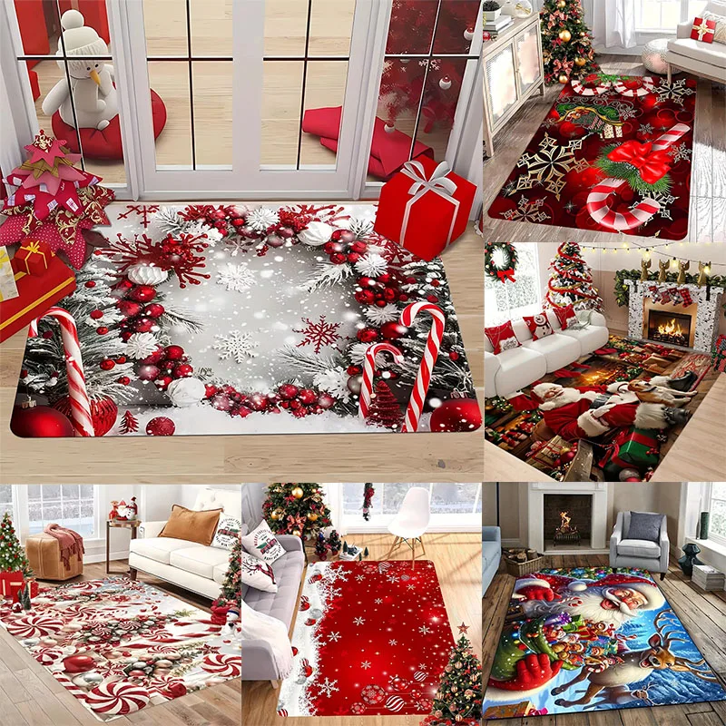 Tapis thème joyeux noël, tapis de Festival pour salon, chambre à coucher, paillasson doux, grande surface, tapis de bienvenue, décoration de la maison