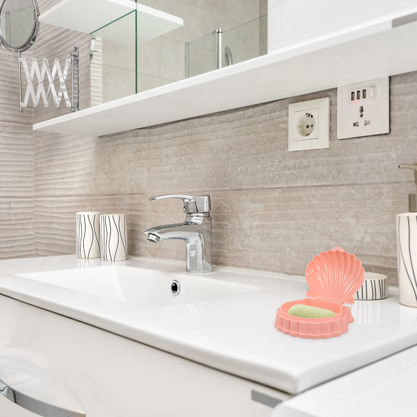 

2 pcs Soap Dish Rack Shell Design Lightweight PP Material Hollow Drainage Effect Bar Soap Container Storage Box