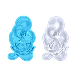 Semi Three-Dimensional Lotuses Snake Silicone Mold Hanging Ornament Crystal Epoxy Resin Mold DIY Wall Desktop Decoration