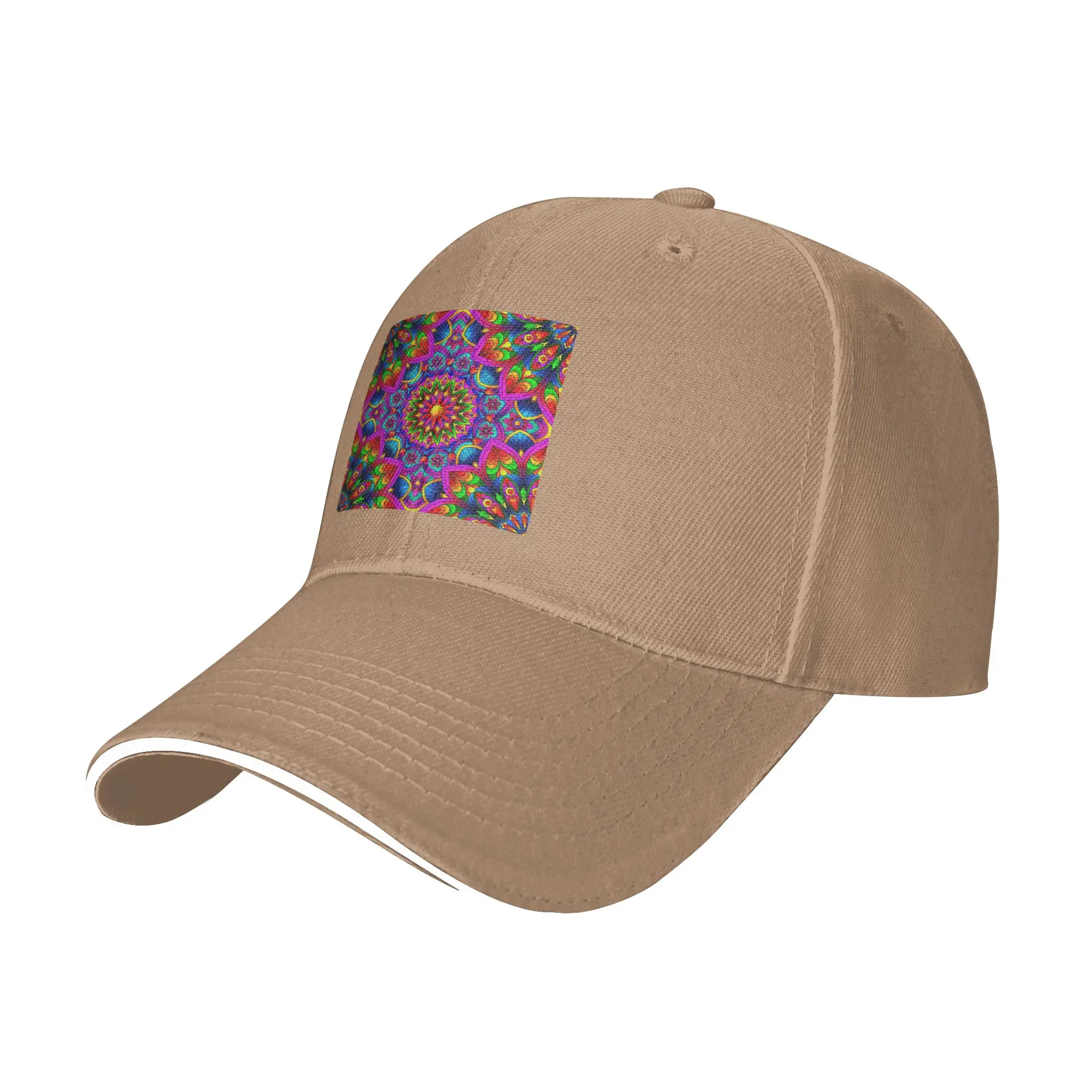 Psychedelic Summer Color Mandala Print Cap Casual Baseball Caps Adjustable Hat Hip Hop Summer Unisex Baseball Hats Customizable