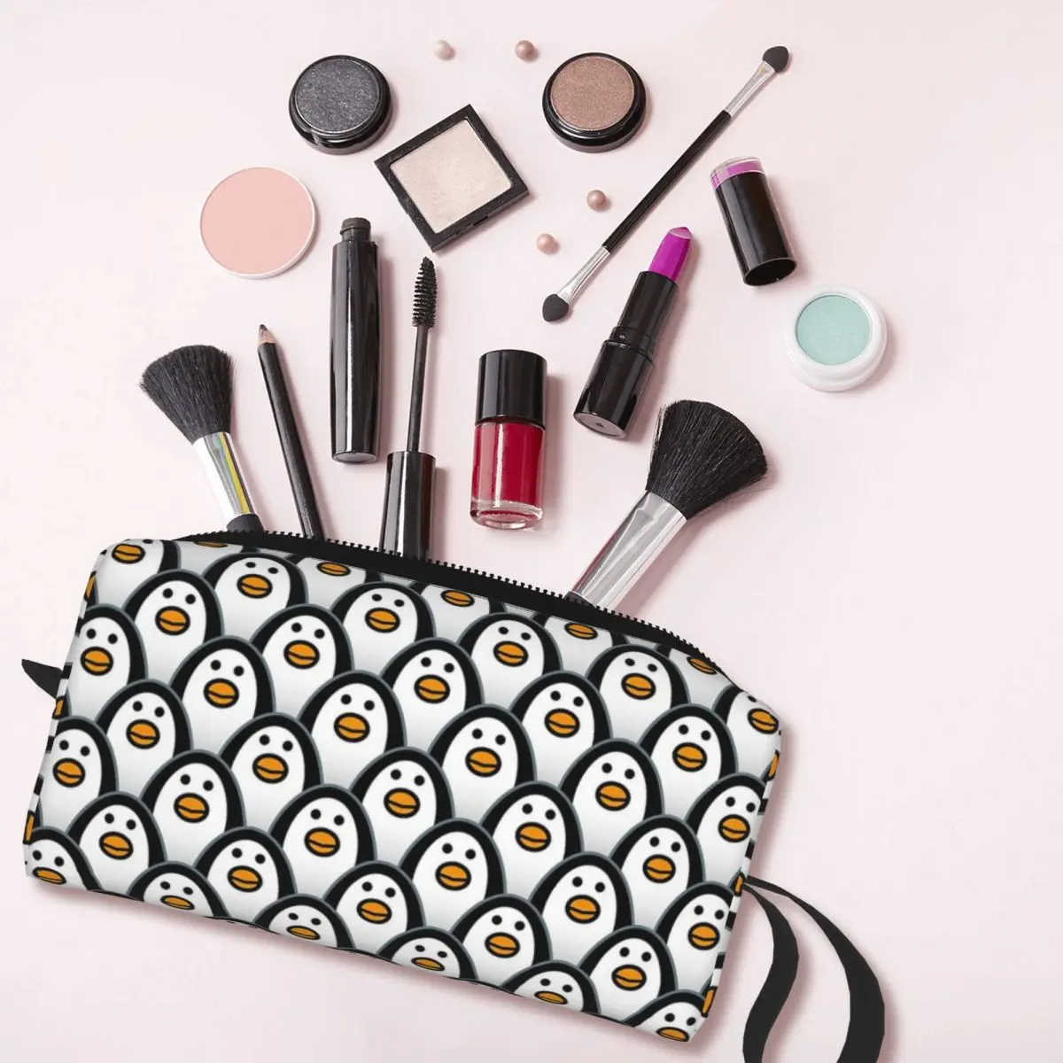 Olhando Pinguins Hipnóticos-Bolsa De Maquiagem Padrão Para Mulheres, Armazenamento De Cosméticos, Kit Dopp, Saco De Higiene Pessoal, Beleza, Estojo De Viagem