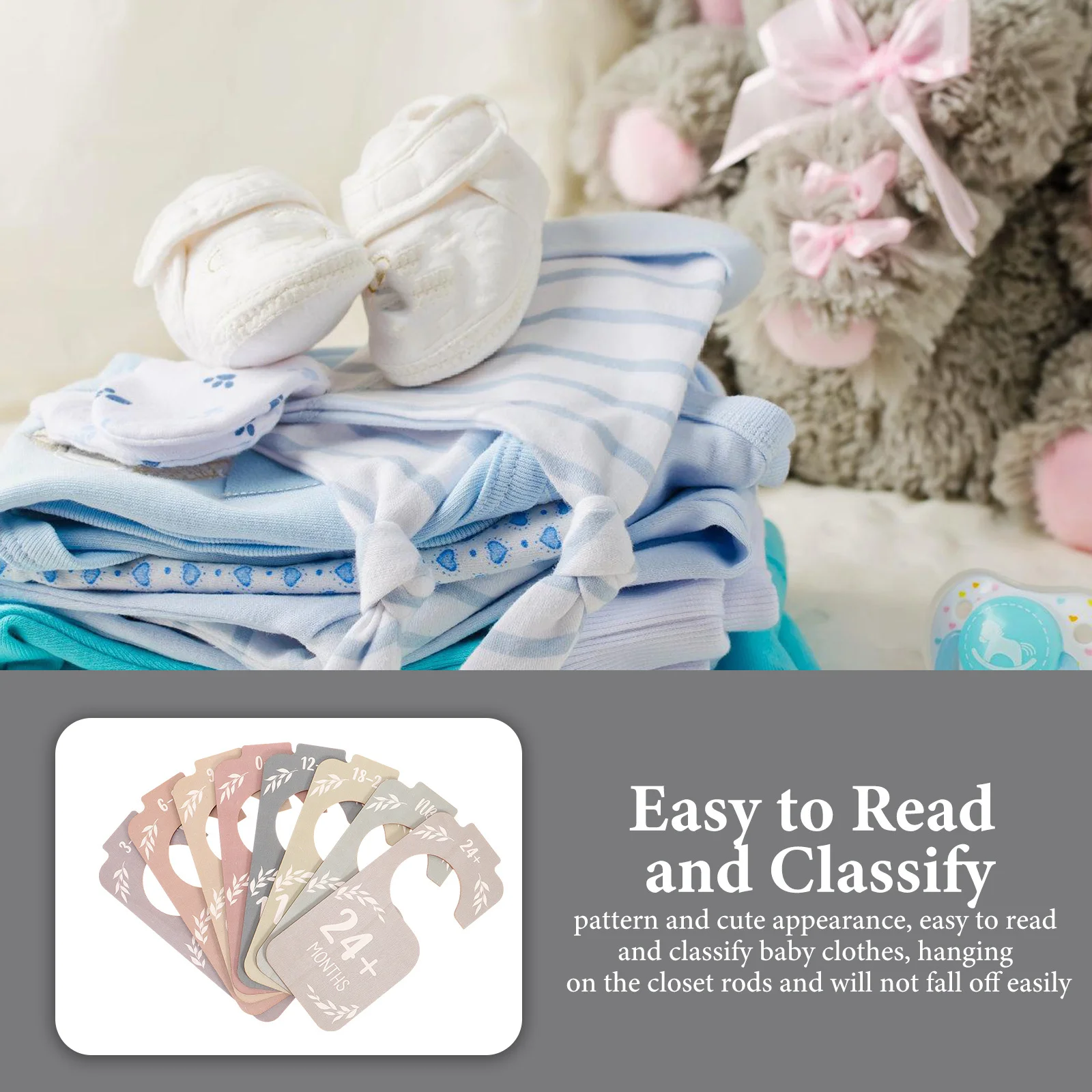 

8 pcs Wooden Baby Closet Size Dividers Colorful Pattern Clothing Organizer For Infant Wardrobe Storage Hanging Clothes Divider