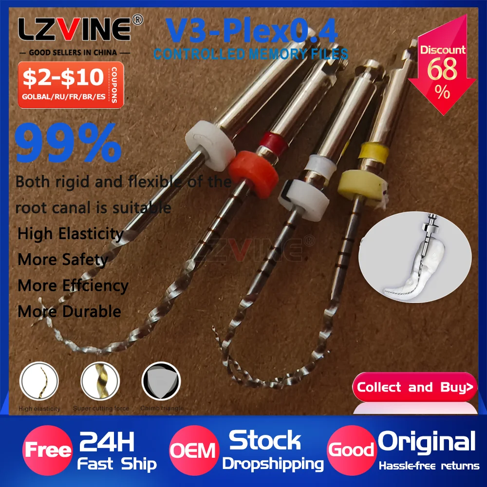 

4pcs/Box Dental Nickel-Titanium Root Canal File Heat Activated Dental Consumables Root Canal Cleaning Dentistry Endo Instrument