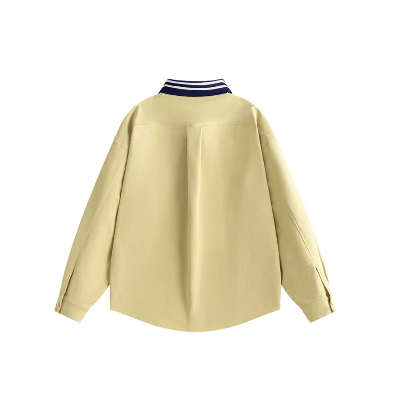 Spring New Arrival Unisex Long-Sleeved Shirt with Color-Blocked Collar, Loose Fit for Casual & Workwear Styles M-5XL