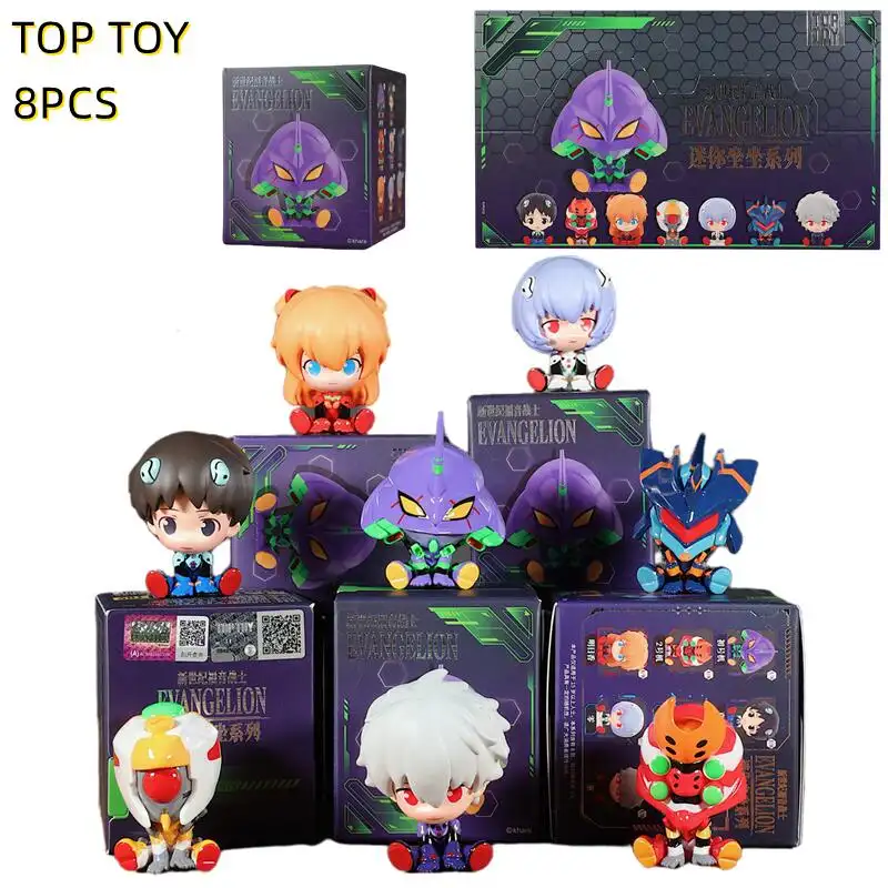 Genuíno novo século- evangelelion bonito mini sit série caixa cega eva anime figura eva modelo ornamento decoração de mesa brinquedos presentes