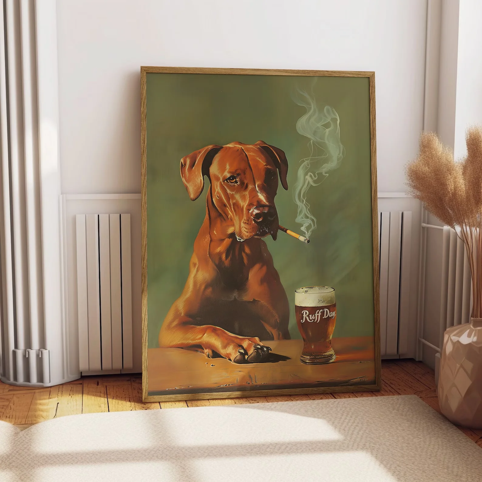 Ruff Day Funny Dog Print Vintage Getränke Poster Bar Wanddekoration Retro Bier Poster für Man Cave Dog Wandkunst Poster für Games Roo