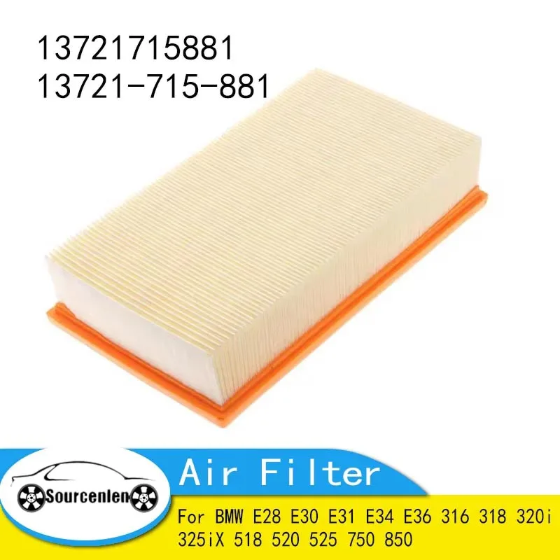 Car Engine Air Filter Cleaner Element 13721715881 for BMW E28 E30 E31 E34 E36 316 318 320i 325iX 518 520 525 750 850 Flow Intake