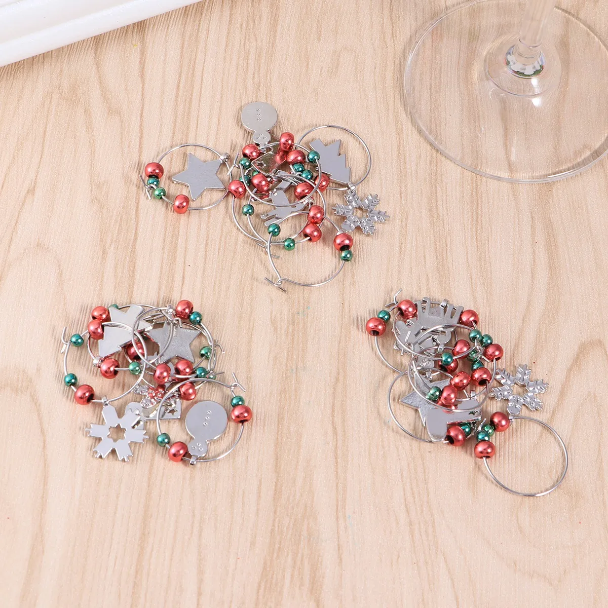 

6 Pcs Cocktail Wine Glass Ring Decoration Rings Drink Markers Small Charms Christmas