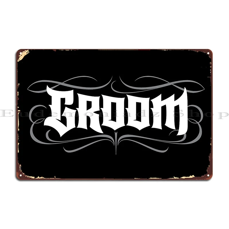 Gothique marié lettrage Grunge tatouage Goth mariage répétition dîner Plaque métallique créer décoration Bar Plaques étain signe affiche