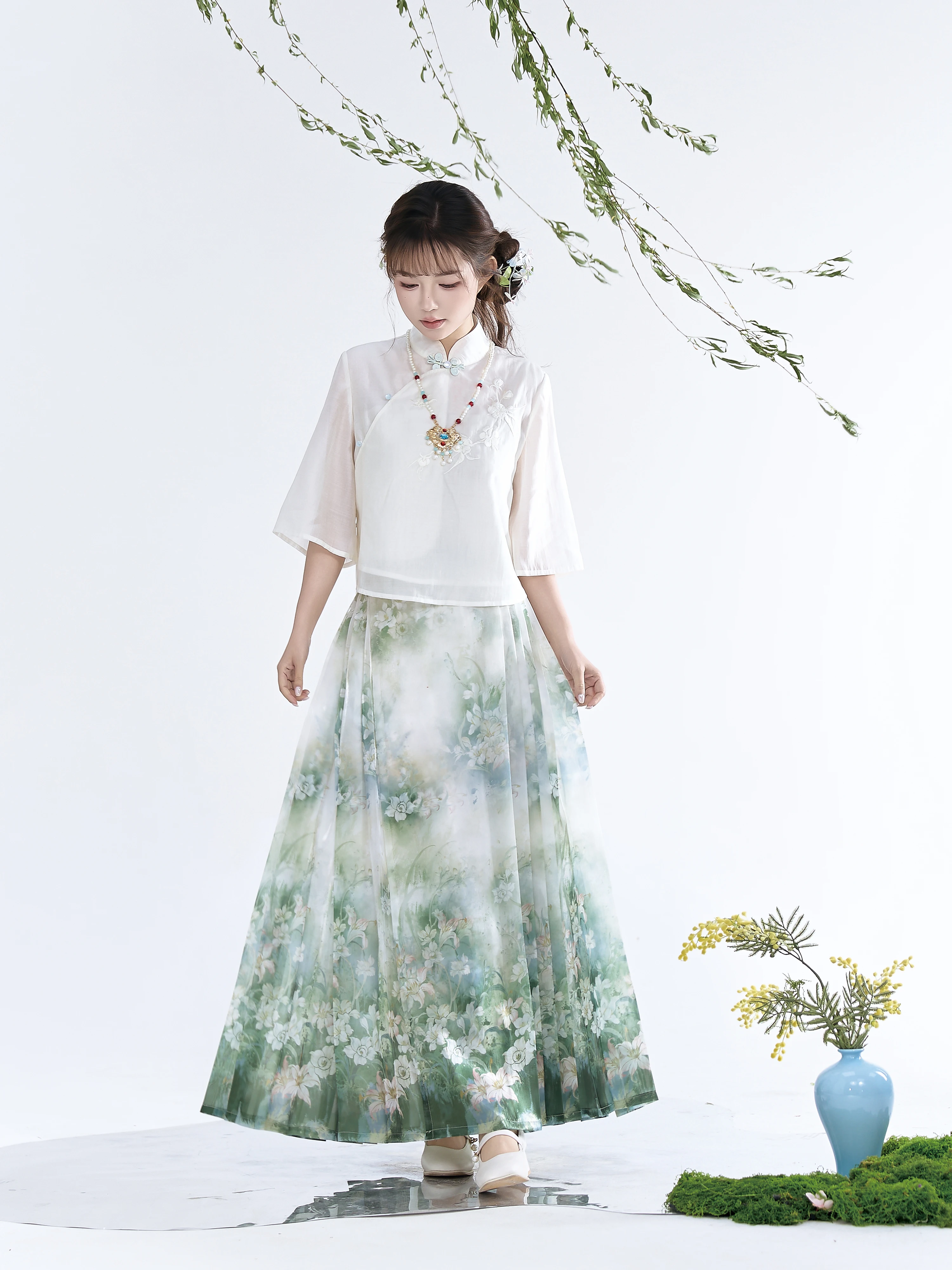 

Original Hanfu Top Lightweight Printed Ma Face Skirt Women's New 2026 Spring Seasonal Fashion Traditional Chinese Clothing